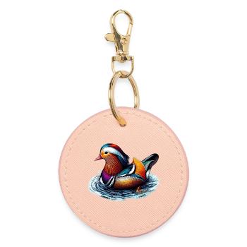 Canard mandarin - Porte-clés rond - rose clair - Devant