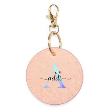 A| Monogram | Name | Addi | Watercolor - Round Keyring - light pink - Front