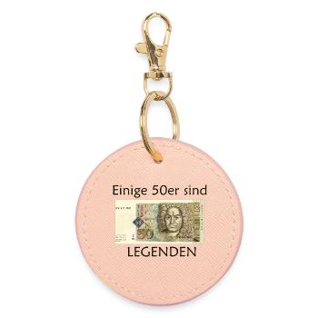 50er Legenden, Deutsche Mark, Zeichnung Geburtstag - Runder Schlüsselanhänger - Hellrosa - Vorne