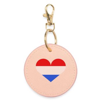 Luxembourg flag in the shape of a heart - Round Keyring - light pink - Front