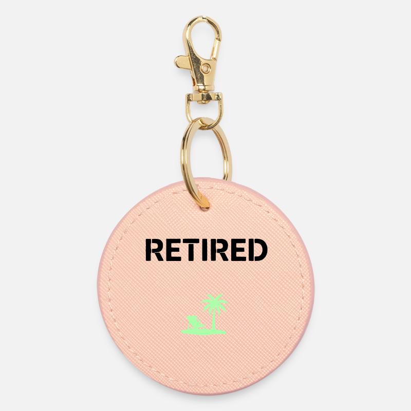 Retired Pension Palm Tree Beach - Round Keyring - light pink