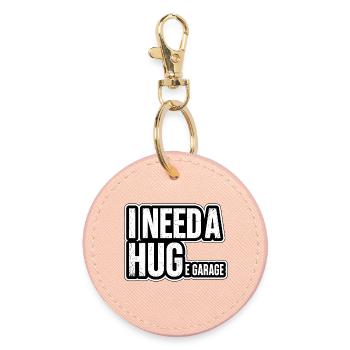 I Need A Huge Garage Schrauber Spruch - Round Keyring - light pink - Front