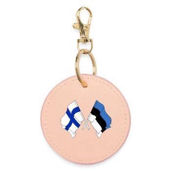 Flag Finland, flag Estonia - Round Keyring - light pink - Front