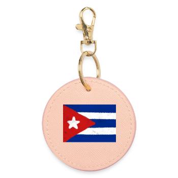 Flag of Cuba - Round Keyring - light pink - Front