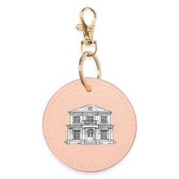 Villa Fassadenzeichnung Vintage-Stil - Runder Schlüsselanhänger - Hellrosa - Vorne