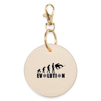 EVOLUTION SNOWBOARD Schnee Winter Geschenk - Runder Schlüsselanhänger - Auster - Vorne