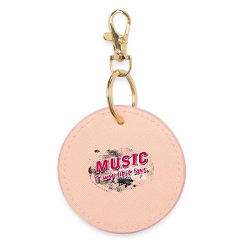 Music is my first love with stormy Background - Runder Schlüsselanhänger - Hellrosa - Vorne