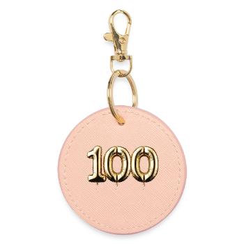100 Years Gold Balloon Foil Balloon Gift - Round Keyring - light pink - Front