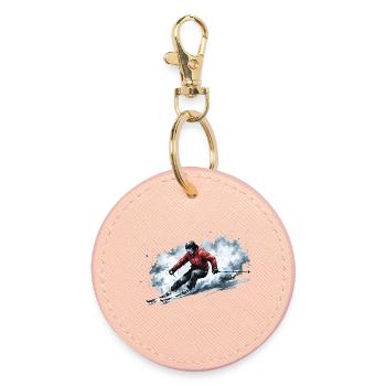 Skieurs Deep Snow Freeride Action - Porte-clés rond - rose clair - Devant