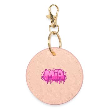 Graffiti  MIA Prénom cadeau idéal imprimable  - Porte-clés rond - rose clair - Devant