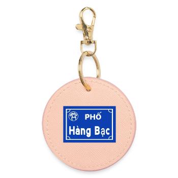 La Route d’Argent à Hanoï, Vietnam - Porte-clés rond - rose clair - Devant