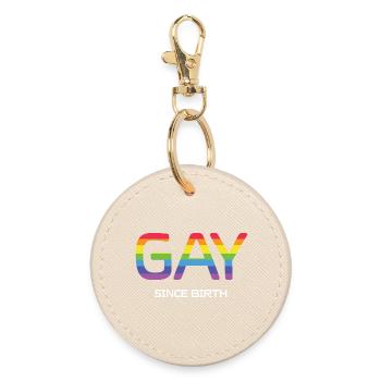 LGBT Pride Month - Gay Since Birth - Round Keyring - oyster - Front