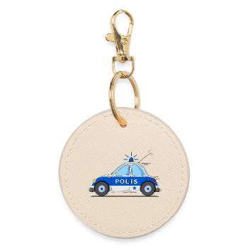 Police Car Polis Blue - Round Keyring - oyster - Front