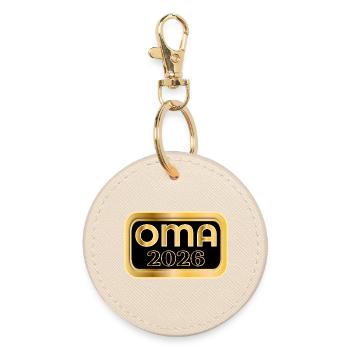 GRANDMA 2026 BABY ANNOUNCEMENT - Round Keyring - oyster - Front