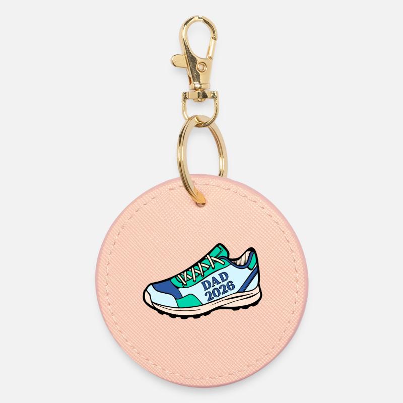 Annonce du bébé : Papa Coureur 2026 - Porte-clés rond - rose clair