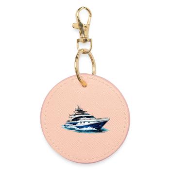 Yacht de luxe dans un tourbillon - Porte-clés rond - rose clair - Devant