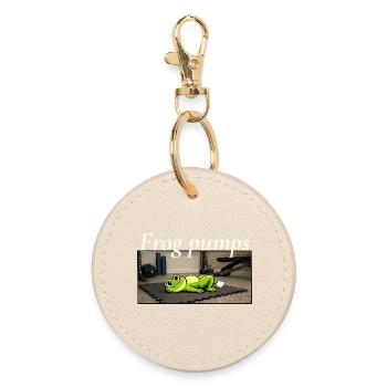 Frog Pumps Frog Fitness Saying - Round Keyring - oyster - Front