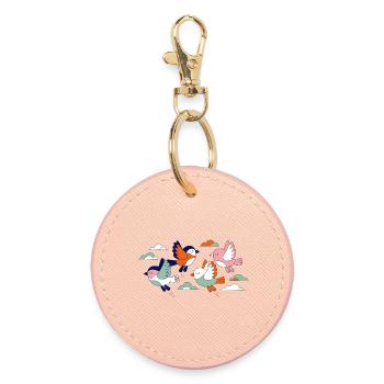 Oiseaux volants en vol, Vol de volée vif - Porte-clés rond - rose clair - Devant