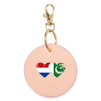Holland Pakistan Flag Heart - Round Keyring - light pink - Front