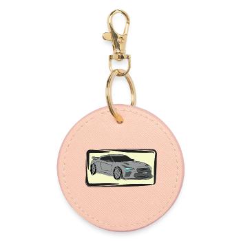Silhouette néon de voiture de sport - Porte-clés rond - rose clair - Devant