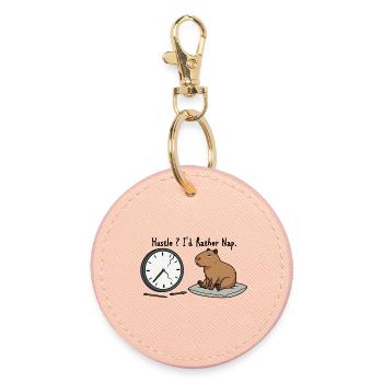 Capybara-Nickerchen-Humor Kaputte Uhr - Runder Schlüsselanhänger - Hellrosa - Vorne