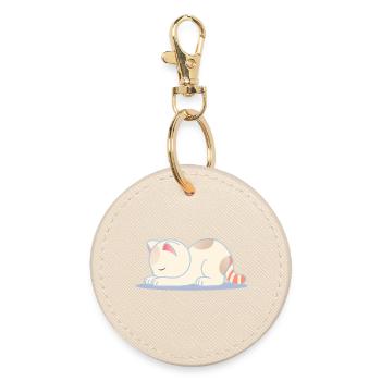 Sleeping Cat – Design for Inner Peace - Round Keyring - oyster - Front