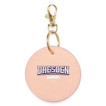 Dresden Germany Vintage College Design - Runder Schlüsselanhänger - Hellrosa - Vorne