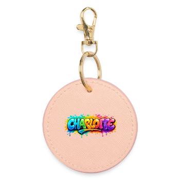 Graffiti  Charlotte Prénom cadeau idéal imprimable - Porte-clés rond - rose clair - Devant