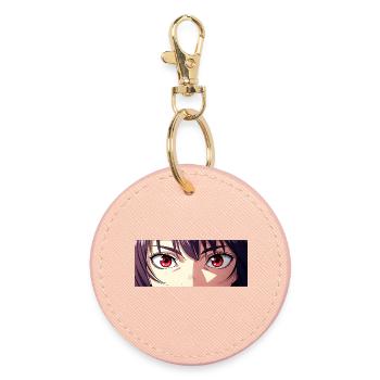 Anime Eyes Red Intense Look Manga Fan - Round Keyring - light pink - Front