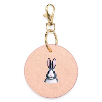 Hase - Nicht nur an Ostern - Runder Schlüsselanhänger - Hellrosa - Vorne