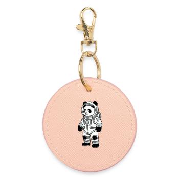 Panda-Bär-Raumanzug - Runder Schlüsselanhänger - Hellrosa - Vorne
