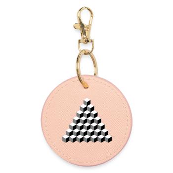 Isometric Cube Pyramid - Round Keyring - light pink - Front