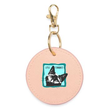 Cat portrait with slogans - Round Keyring - light pink - Front