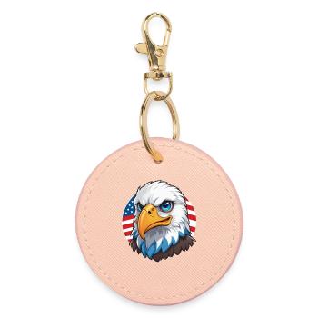 Drapeau des États-Unis Eaglehead Bald Eagle - Porte-clés rond - rose clair - Devant