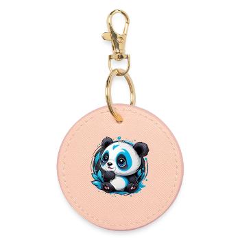 Panda Bär klein und süß - Runder Schlüsselanhänger - Hellrosa - Vorne