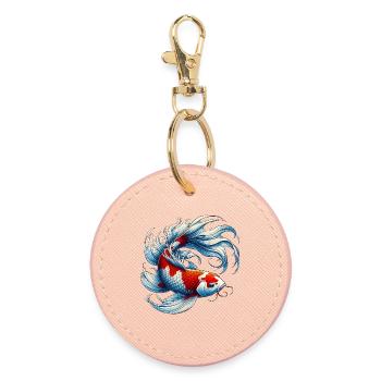 Carpe Koi japonaise japonaise - Porte-clés rond - rose clair - Devant