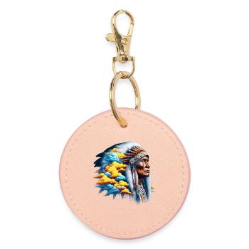 Amérindien Américain - Porte-clés rond - rose clair - Devant