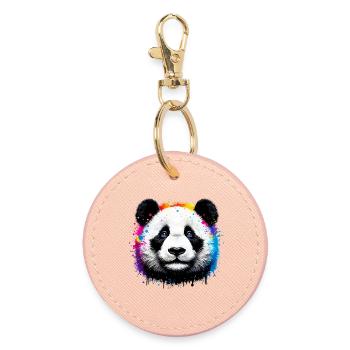 Panda - Runder Schlüsselanhänger - Hellrosa - Vorne