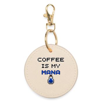 Kaffee ist mein Mana – Gamer Pixel Art T-Shirt - Runder Schlüsselanhänger - Auster - Vorne