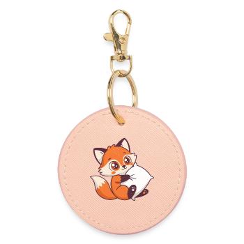 Renard cosy et oreiller - Porte-clés rond - rose clair - Devant