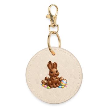 Chocolate bunny with Easter eggs - Round Keyring - oyster - Front