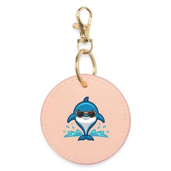 Chic dolphin on the waves - Round Keyring - light pink - Front