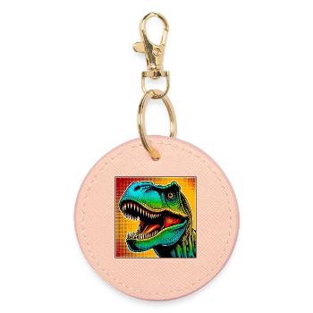 dinosaure - Porte-clés rond - rose clair - Devant