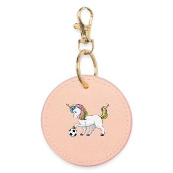Unicorn Soccer Player Soccer - Round Keyring - light pink - Front
