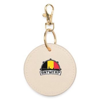 Antwerp Belgium Skyline Souvenir Austrian Flag - Round Keyring - oyster - Front