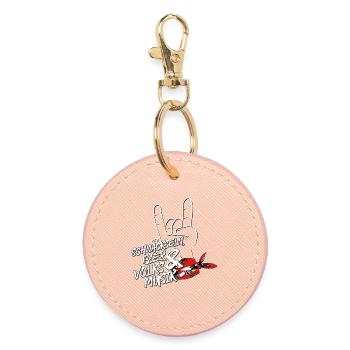 Schnackseln, beer & folk music | ZiachON! - Round Keyring - light pink - Front