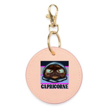 CAPRICORNE - Signe du zodiaque Capricorne - CHATS - Porte-clés rond - rose clair - Devant