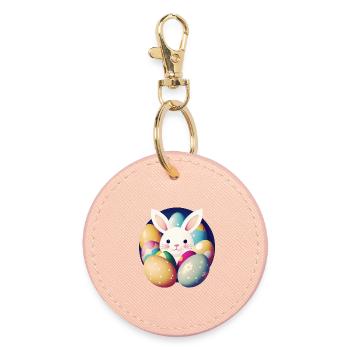 Lapin de Pâques avec des œufs de Pâques - Porte-clés rond - rose clair - Devant