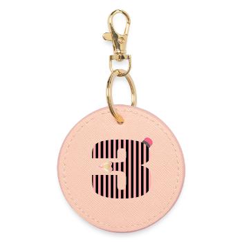 CRAYONS THREE-YEAR-OLD NUMBER 3 THREE - Round Keyring - light pink - Front