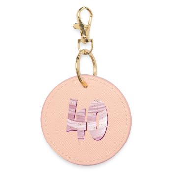 NUMBER 40 FORTY - FORTY YEARS BIRTHDAY - Round Keyring - light pink - Front